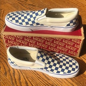 Vans Blue Checkered Slip-Ons